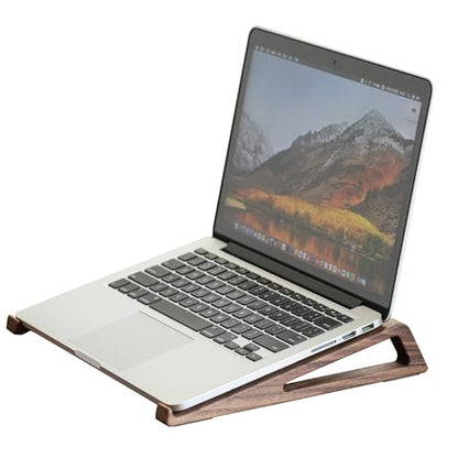 muso wood Laptop Stand for Desk, Walnut Laptop Riser, Ergonomic Wooden Laptop Ventilated Stand with 10 to 17.3 Inches Notebook PC Computer - Walnut