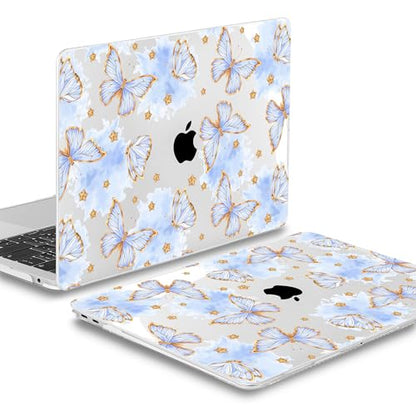 May Chen Compatible with MacBook Air 13 inch Case (Models A1369 & A1466, Older Version 2010-2017 Release), Plastic Hard Shell Case with Keyboard Cover & Screen Protector, Blue Butterfly