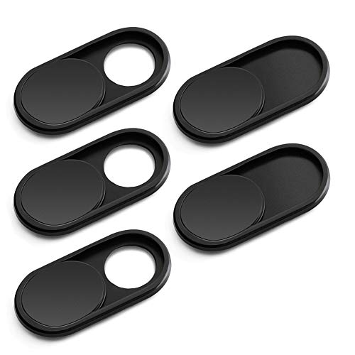 CloudValley Webcam Cover Slide, [5 Pack] 0.6mm-Thin Metal Web Camera Cover Sticker for MacBook Pro, MacBook Air, Laptop, iMac, PC, Surfcase, iPhone 8/7/6 Plus, Privacy Cover, Black-5 pcs | for MacBook Pro, MacBook Air, Laptop, iMac, PC, Surfcase, iPhone 8
