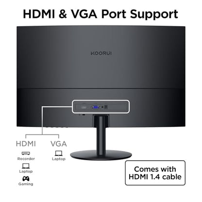 KOORUI 27 Inch Curved Computer Monitor, FHD 144Hz VA 1500R Office Monitor | 99% sRGB, Eye Care TÜV Rheinland Certified, HDMI/VGA, Tilt Adjustable, Bedroom Setup, Study and Home Office - size: 27inch 144Hz/FHD/Curved