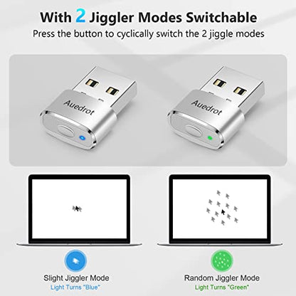 AUEDROT USB Mouse Mover - Automatic Mouse Wiggler with 2 Jiggle Modes, Switch Button, Plug & Play, Keep Computer/Laptop Awake, Silver - color: Silver, style: 1 PCS