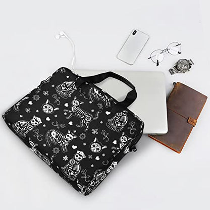 Laptop Bag 15.6 inch, Waterproof Laptop Case with Strap, Protective Laptop Carrying Case for Women&Men, Death Halloween Cats Gothic - color: Death Halloween Cats Gothic