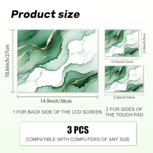 Laptop Skin Sticker Decal PVC Vinyl Sticker Notebook PC Protector Waterproof Scratch Resistant Laptop Skin for 12.1 13 13.3 13.6 14 15 15.3 16 Inch Green Marble with Gold Accents - color: Green Marble