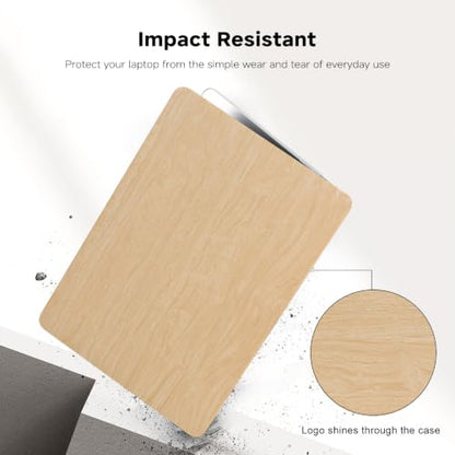 for MacBook Neo Case 13 Inch,Wood Grain, Faux Leather, Cream | Logo Cutout, Schockproof Cover, Keyboard Skin, 2026 A18 Chip, Model A3404 - color: Wood Cream