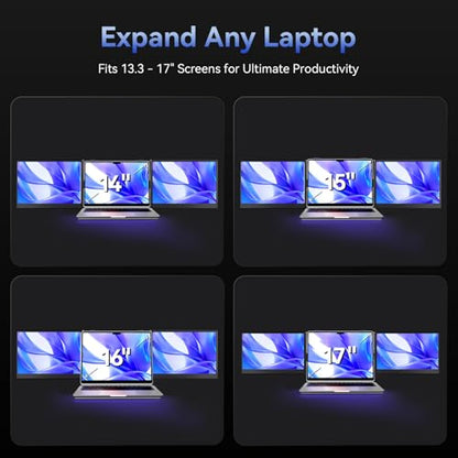One Cable Connection Triple Laptop Screen Extender - Ultra Thin 14" Monitor IPS FHD 1080P Lightweight Portable Display for 13"-17" Laptops Compatible with Windows Mac Chrome Travel Work Setup - size: 14.3"