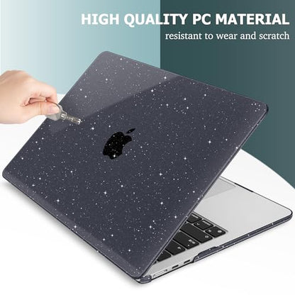 May Chen Case for MacBook Air 13/13.6-inch (M5/M4/M3/M2, 2022-2026 Models A3449 A3240 A3113 A2681), Lightweight | Closes Seamlessly | Ideal for Work Hard Shell Case, Crystal Black Glitter - color: Crystal Black Glitter
