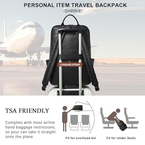 Leather Laptop Backpack for Women, 17 inch Large Travel Laptop Backpack Purse for Casual Daypack College Work Bag - color: Black