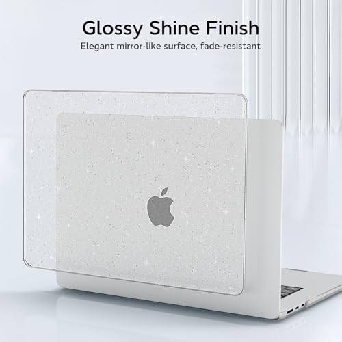 B BELK for MacBook Air 13 inch Case 2026-2022 M5 M4 M3 M2, Glitter Clear | Model A3449 A3240 A3113 A2681, Sparkly Plastic Hard Shell for MacBook Air 13.6 inch Case & Keyboard Cover & Screen Protector - color: Glitter Clear