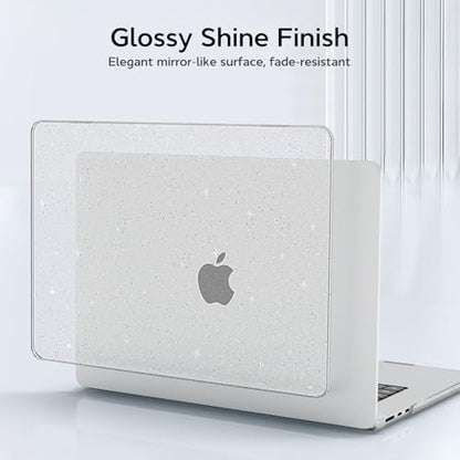 B BELK for MacBook Air 13 inch Case 2026-2022 M5 M4 M3 M2, Glitter Clear | Model A3449 A3240 A3113 A2681, Sparkly Plastic Hard Shell for MacBook Air 13.6 inch Case & Keyboard Cover & Screen Protector - color: Glitter Clear