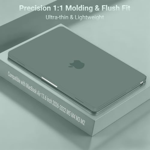 MOSISO Compatible with MacBook Air 13 inch Case M5 2026 M4 M3 M2 2025-2022 | A3449 A3240 A3113 A2681, Hard Shell&Keyboard Cover&Screen Film&Pouch for MacBook Air 13.6 inch Case, Emerald Green - color: Emerald Green