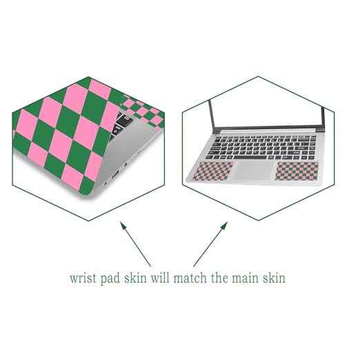 Laptop Decal Sticker Skin Cover, 11.6”12" 13" 13.3" 14" 15" 15.4" 15.6 inch Laptop Netbook Vinyl Skin Sticker Cover Art Notebook PC Reusable Protector (2 Wrist Pad Included), Pink Checkered - color: Pink Checkered