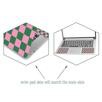 Laptop Decal Sticker Skin Cover, 11.6”12" 13" 13.3" 14" 15" 15.4" 15.6 inch Laptop Netbook Vinyl Skin Sticker Cover Art Notebook PC Reusable Protector (2 Wrist Pad Included), Pink Checkered - color: Pink Checkered