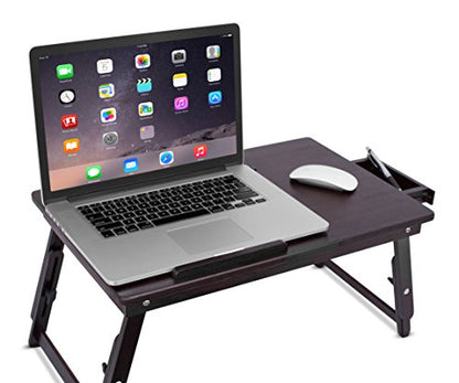 Bamboo Ventilation Lap Tray with Adjustable Legs (Walnut)