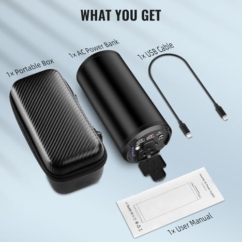 Portable Laptop Charger with AC Outlet, 98Wh/100W Power Bank 27000mAh External Travel Battery Pack with LED Flashlight for MacBook, IPad, Dell, HP, Samsung, iPhone, Switch and More