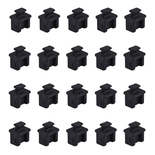 20 PCS SFP-B Port Anti-dust Plugs, Silicone Covers Caps Stoppers, Port Protector for Ethernet SFP Port, 0.55 x 0.47 x 0.67 (LxWxH) - size: SFP-B/Black/20 PCS