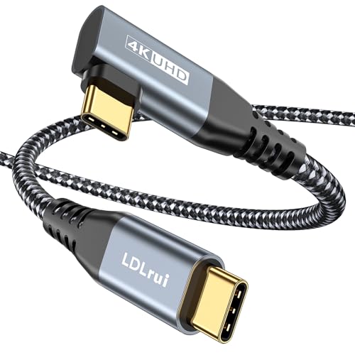 LDLrui 3FT Right Angle USB C Monitor Cable 2-Pack, 20Gbps, 4k@60HZ, 100W PD | Portable Monitors, Dual Display Setups, Docking Stations, Cleaner Desk Layout, Reduced Cable Bending, Full-Featured USB-C - size: 3FT+3FT, style: Right Angle Type C