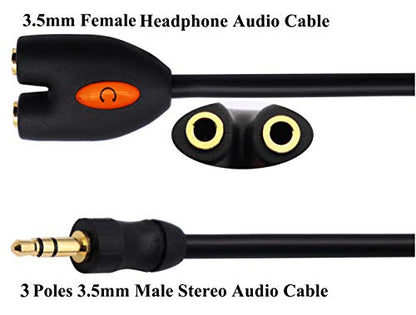 3.5mm Headphone Y Splitter Cable 3-Pole 3.5mm AUX Male to 2 Port 3.5mm Female Audio Stereo Y Splitter Cable for Headset Splitter Adapter, for Smartphone, Tablets, MP3, MP4(17.5CM) (3Pole) - color: 3Pole