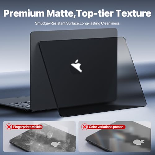 Macaset Compatible with MacBook Air 15 inch Case M2-M5 2023-2026 Hard Shell | A3448/A3241/A3114/A2941, Hard Shell & 100% Ultra Clear & Scratch-Resistant - color: Classic Black Clear