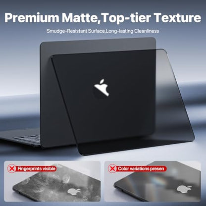 Macaset Compatible with MacBook Air 15 inch Case M2-M5 2023-2026 Hard Shell | A3448/A3241/A3114/A2941, Hard Shell & 100% Ultra Clear & Scratch-Resistant - color: Classic Black Clear