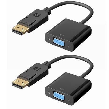 DisplayPort(DP) to VGA Adapter, 2 Pack Gold-Plated DisplayPort to VGA Adapter (Male to Female), for Computer, Desktop, Laptop, PC, Monitor, Projector, HDTV