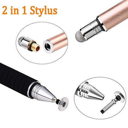 Mixoo Capacitive Stylus Pen, Disc & Fiber Tip 2 in 1 Series, High Sensitivity and Precision, Universal for ipad, iPhone, Tablets and Other Touch Screens, Model: Rose Gold - color: Rose Gold