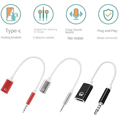 3.5mm Male to USB C Female Audio Adapter, Only Analog Audio Aux Jack Cable for Smartphone Laptop Tablet MP3 （Black）