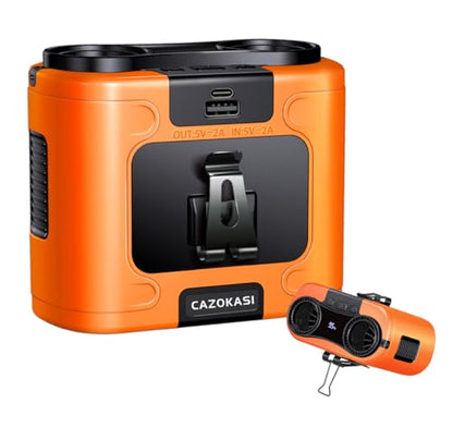 CAZOKASI 2026 Upgrade 20000mAh Waist Clip Fan Wearable Fan Portable Personal Body Fan Powerful Upto 36H Cooling and Heatstroke Prevention Fan(20000mAh/Orange) - size: 20000mAh/Orange