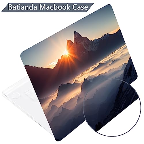 Batianda for MacBook Pro 16 Inch Case 2026-2021 Release M5 M4 M3 M2 M1 Pro/Max, 1.2mm Slim Creative Graphic Hard Shell Cover with Keyboard Cover, Screen Protector 4-in-1 Bundle, Sunrise - color: Sunrise