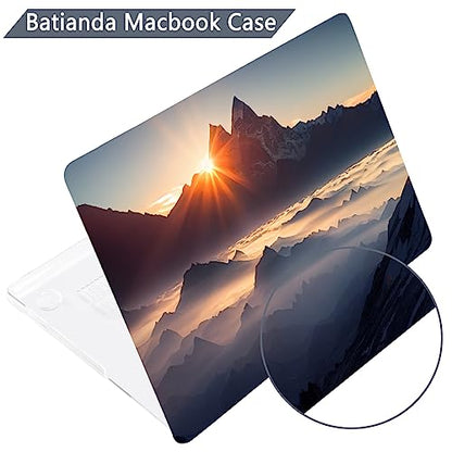 Batianda for MacBook Pro 16 Inch Case 2026-2021 Release M5 M4 M3 M2 M1 Pro/Max, 1.2mm Slim Creative Graphic Hard Shell Cover with Keyboard Cover, Screen Protector 4-in-1 Bundle, Sunrise - color: Sunrise