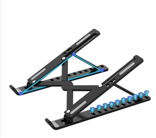 Adjustable Desktop Stand, Foldable Portable Stand, Suitable for 10- to 15.6-inch laptops and Tablets - color: Black