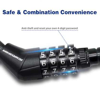 12ft Long Straight Cable Lock with Resettable Combination, Weatherproof Security Kayak Lock, Unique Thin Cable Combination Lock for Kayaks, Paddle Boards, Dock, Bike, Scooters, Canoe and Outdoor Gear