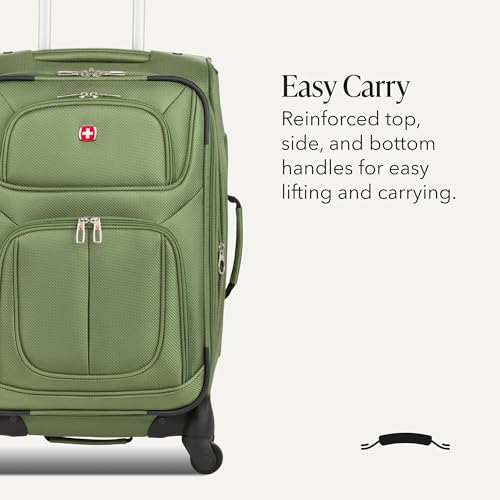 SWISSGEAR Sion Softside Expandable Spinner Luggage Durable Lightweight Travel Suitcase, Evergreen, 2-Piece Set (Carry-On/Large) - color: Evergreen, size: 2-Piece Set (Carry-On/Large)