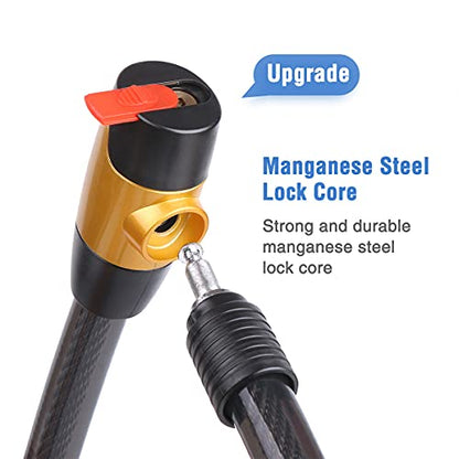 4FT x 23 mm Bike Cable Lock with Keys, Anti-Theft Security Bike Lock | Cut-Resistant Steel, Weatherproof & Rustproof, Heavy-Duty Bike locks for Motorcycles, E-Bikes, Scooters, Bicycles, Gates