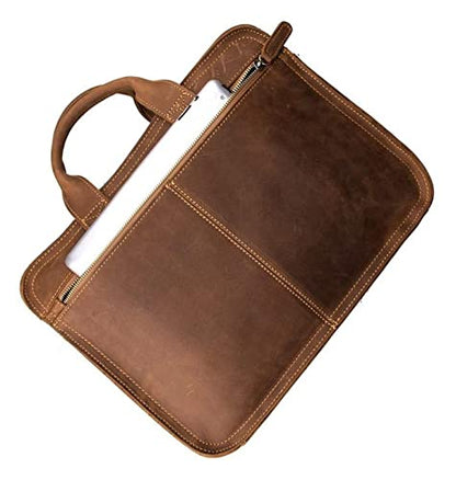 Laptop Briefcase Large Capacity, Dual Compartment Expandable 15.6" Portfolio for Business - color: Brown
