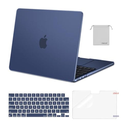 MOSISO Compatible with MacBook Air 15 inch Case M5 2026 M4 M3 M2 2025-2023 | A3448 A3241 A3114 A2941, Scratch-Resistant Protective Hard Shell Case&Keyboard Cover&ScreenFilm&Pouch, Midnight - color: Midnight