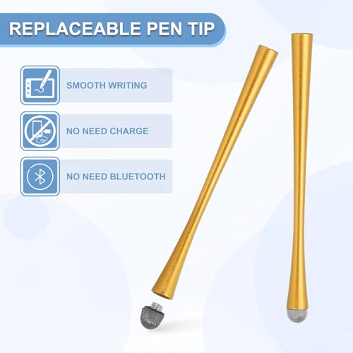 PATIKIL 5 Pcs Slim Waist Stylus Pens for Touch Screens, 2 in 1 High Sensitivity Universal Pen Capacitive Stylus for Phone Tablets Laptop Touch Screen Devices, Gold - color: Gold