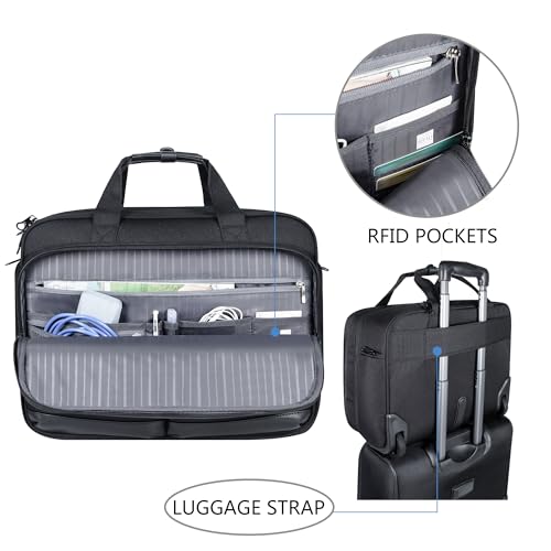 KROSER 17.3 Inch Rolling Laptop Computer Bag,Wheeled Briefcase,Roller Case | Multi-compartments, silent wheels,fits airline overhead bins,with luggage strap for business travel