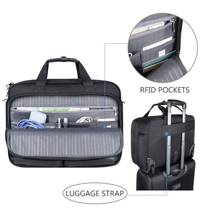 KROSER 17.3 Inch Rolling Laptop Computer Bag,Wheeled Briefcase,Roller Case | Multi-compartments, silent wheels,fits airline overhead bins,with luggage strap for business travel