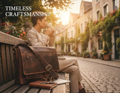 VALENCHI 15" Full Grain Leather Laptop Messenger Bag For Men & Women - Padded 15.3" Laptop Compartment, Ample Storage & Pockets, Premium Natural Leather (Brown Oily Hunter) - color: Brown Oily Hunter