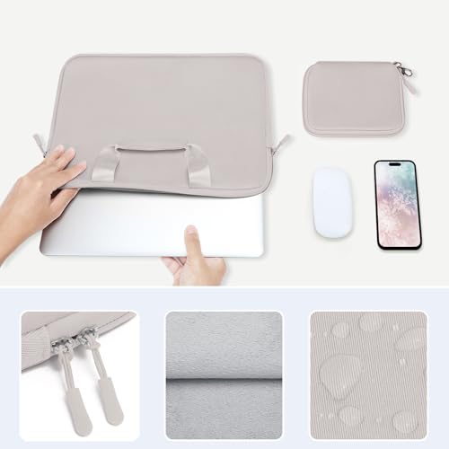 MOSISO Laptop Case 13 inch, Laptop Sleeve Carry Computer Bag | Compatible with MacBook Neo 13/Air M5 M4 M3 M2 M1/Pro M2 M1, Neoprene Bag with Handle&Detachable Small Case, Stone Gray - color: Stone Gray, size: 13 inch