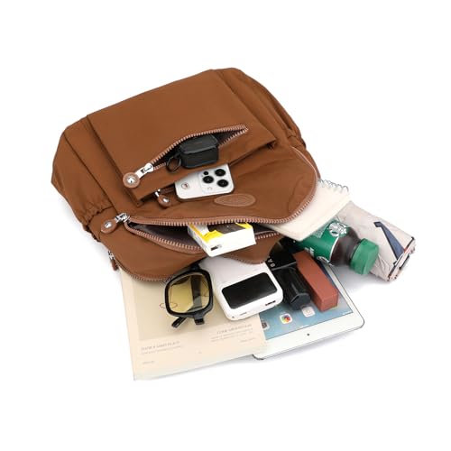 Tanweibago Mini Nylon Women Backpacks,11L Small Ladies backpacks Casual Lightweight Women Shopping Travel Daypack (Light Brown) - color: Light Brown