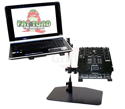 Fat Toad Double DJ Laptop Stand (Table-Top PRO Edition) – 2 Tier Portable PC Computer Equipment Rack with Support Mounts for Music Studio Mixers, Controllers, Monitors & Disc Jockey Booth Gear