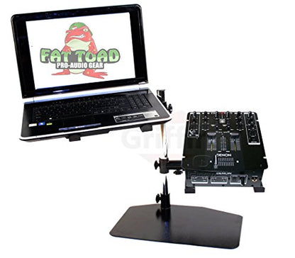 Fat Toad Double DJ Laptop Stand (Table-Top PRO Edition) – 2 Tier Portable PC Computer Equipment Rack with Support Mounts for Music Studio Mixers, Controllers, Monitors & Disc Jockey Booth Gear