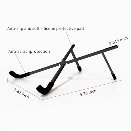 Protable Laptop Stand for Desk,Foldable Laptop Riser Holder,Ventilated Cooling Notebook Mount Computer Stand for 10-15.6” Laptops,Tablets，Aluminum (Black) - color: Black