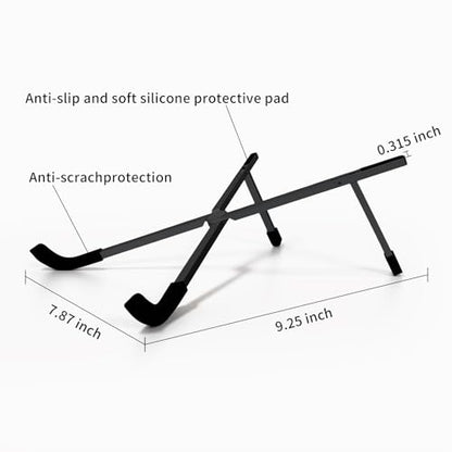 Protable Laptop Stand for Desk,Foldable Laptop Riser Holder,Ventilated Cooling Notebook Mount Computer Stand for 10-15.6” Laptops,Tablets，Aluminum (Black) - color: Black