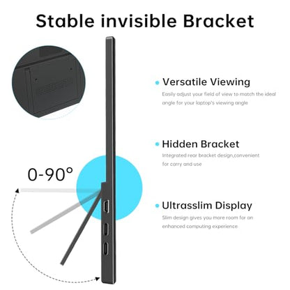 Portable Monitor 15.6 inch 1080P USB-C HDMl Ultra-Slim Travel Monitor with Kickstand, for Laptop, Pc, Gaming