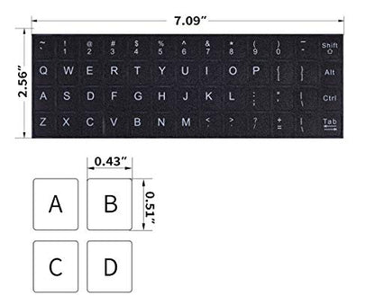 English Keyboard Stickers, 2 Pack Replacement Keyboard Letters Sticker with White Font on Black Background Universal for Computer Laptop Desktop, Matte Alphabet Stickers - color: English