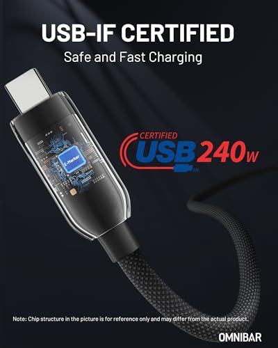 240W USB C to USB C Cable 3FT, USB4 40Gbps, 8K Video, USB-IF Cert | Durable Nylon Braided, Fast Charging, Thunderbolt 4/3 Compatible, for iPhone 17/16, Samsung S26/S25, Tablets, Laptop, Monitor - color: C to C 40Gbps Black