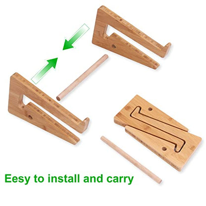Wooden Vertical Laptop Stand for Desk, Bamboo Laptop Holder Compatible with MacBook Air Pro/Dell XPS/Surface Pro/HP/Pixelbook/Lenovo, More 13-15.6 Inch Laptops