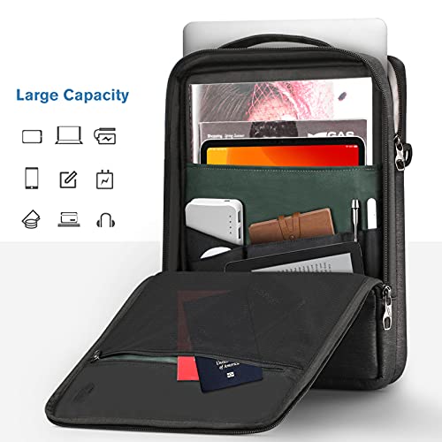 FINPAC 14-inch Laptop Shoulder Bag, Protective Computer Carrying Case Compatible with 15.3" MacBook Air M5/M4/M3/M2, 15-16" MacBook Air/Pro, Surface Laptop/Book, 14" HP/Dell/Acer/Chromebook, Black - size: 14-inch